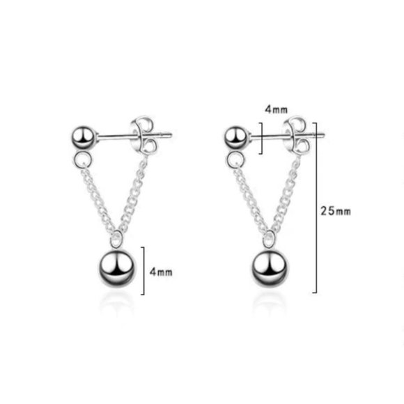 *NEW 925 Sterling Silver Bead Tassel Drop Earrings - Picture 6 of 6